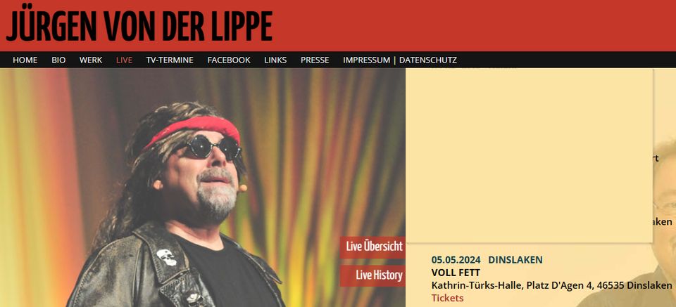 Karte Jürgen von der Lippe, 5. Mai, Dinslaken, Reihe 3 in Dinslaken