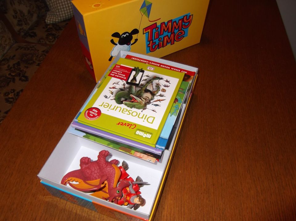 Kinder Spielfiguren Bücher Lernkarten Ritter Drachen Schaf Box in Großlöbichau