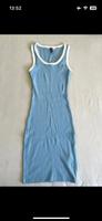 Hellblau weiß gerahmtes enges skinny Midi Sommerkleid XS Hessen - Marburg Vorschau