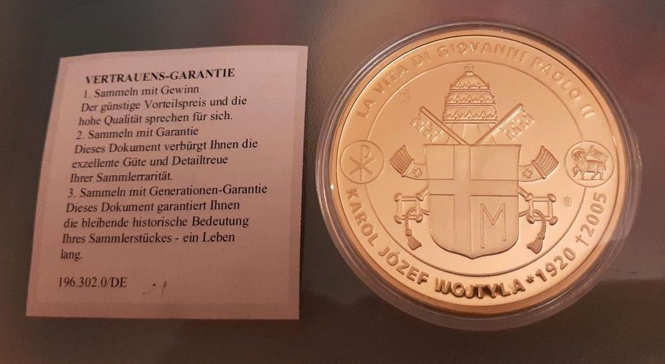 Münze Seligsprechung 2011 5 cm Papst Johannes Paul II in Hamburg