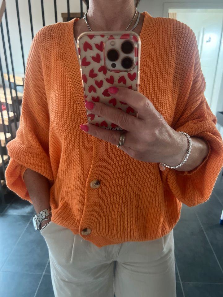 Cardigan Strickjacke orange Baumwolle eingeitsgrösse 36 38 40 in Neuengörs