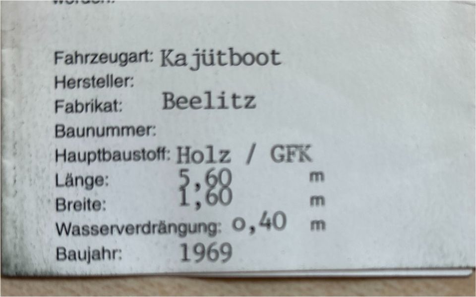 Kajütboot Typ Beelitz in Schlieben
