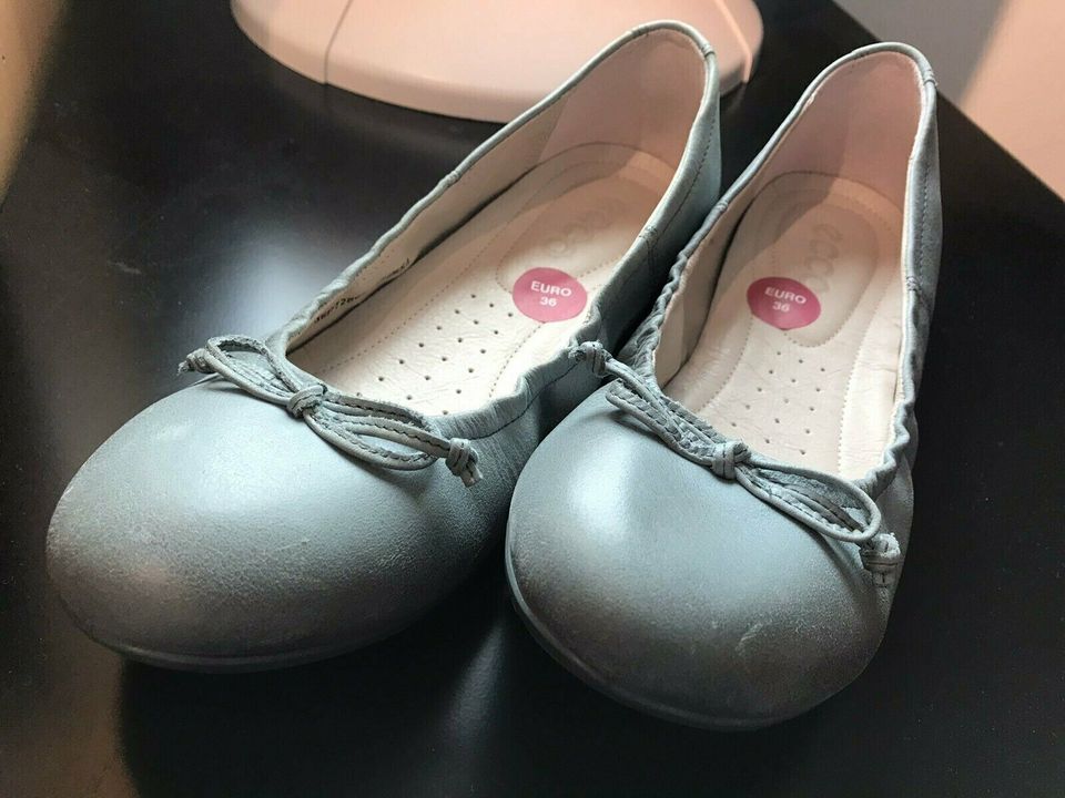 Ecco Ballerinas Schuhe Leder grau taubenblau NEU Gr.36 in Petersberg