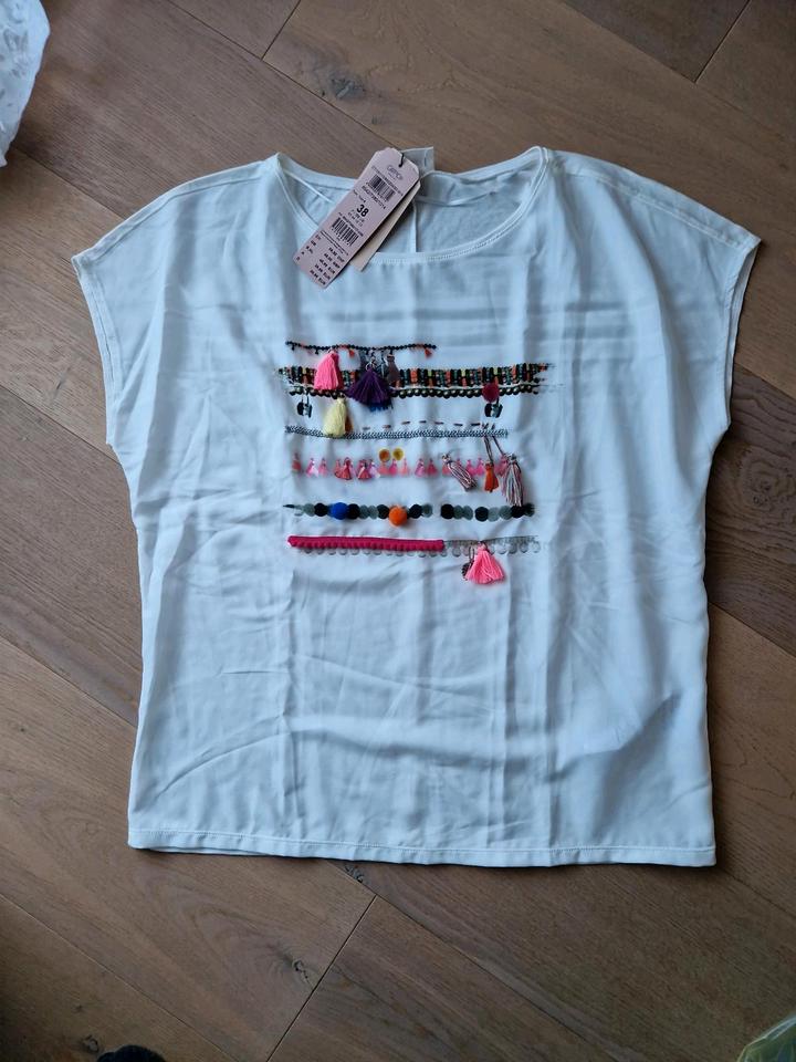 Cartoon T-Shirt naturweiß mit Aufdruck Gr. 38 neu in Valley