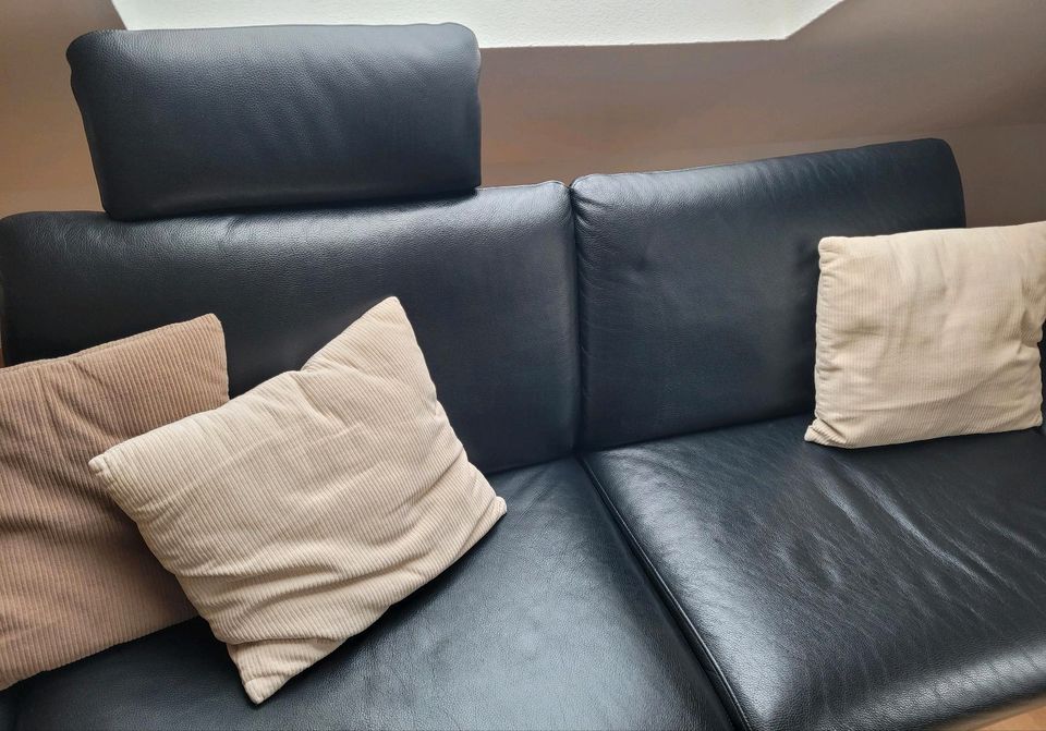 Ledersofas Sofagarnitur schwarz Designer LEU in Xanten