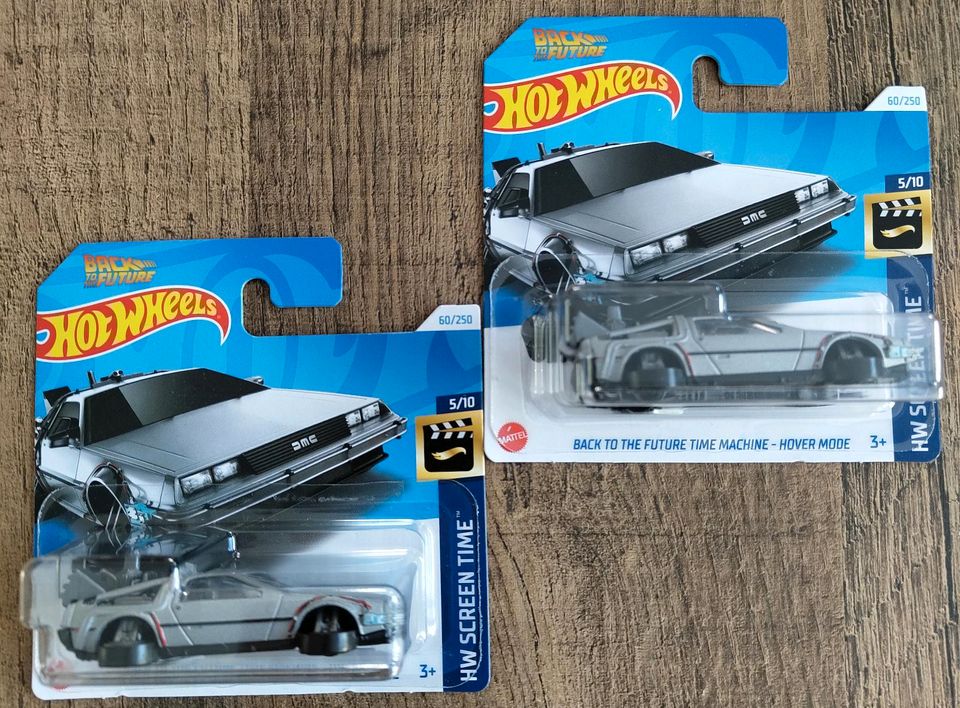 2x Hot Wheels "Back to the Future" DeLorean, Hoover Mode HTB33 in Eppendorf