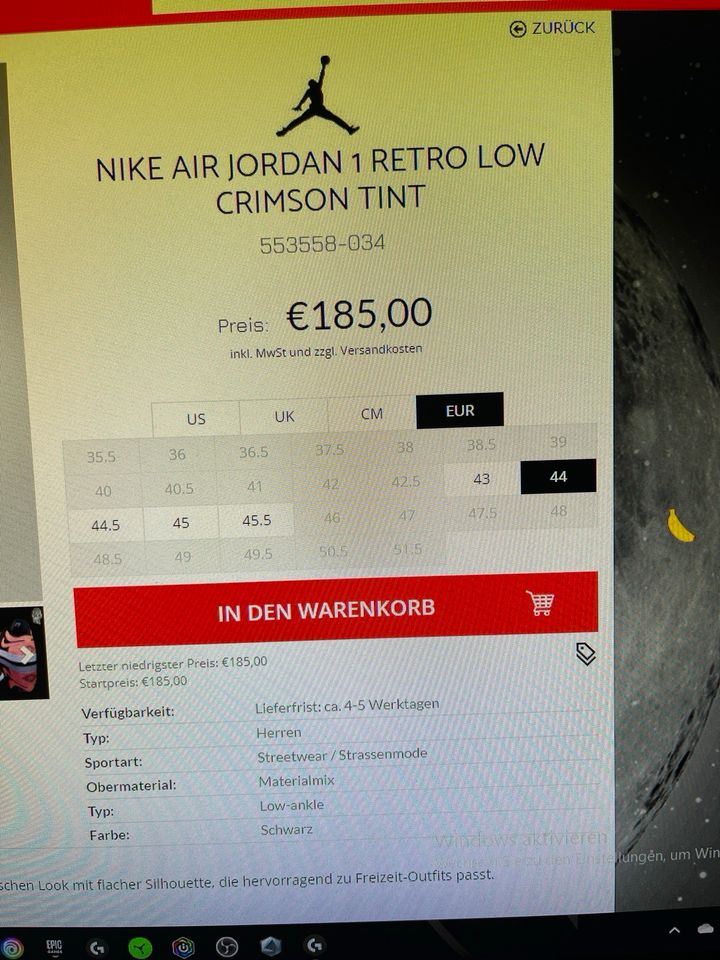 Nike Air Jordan 1  Retro Low Crimson Tint in Wadern