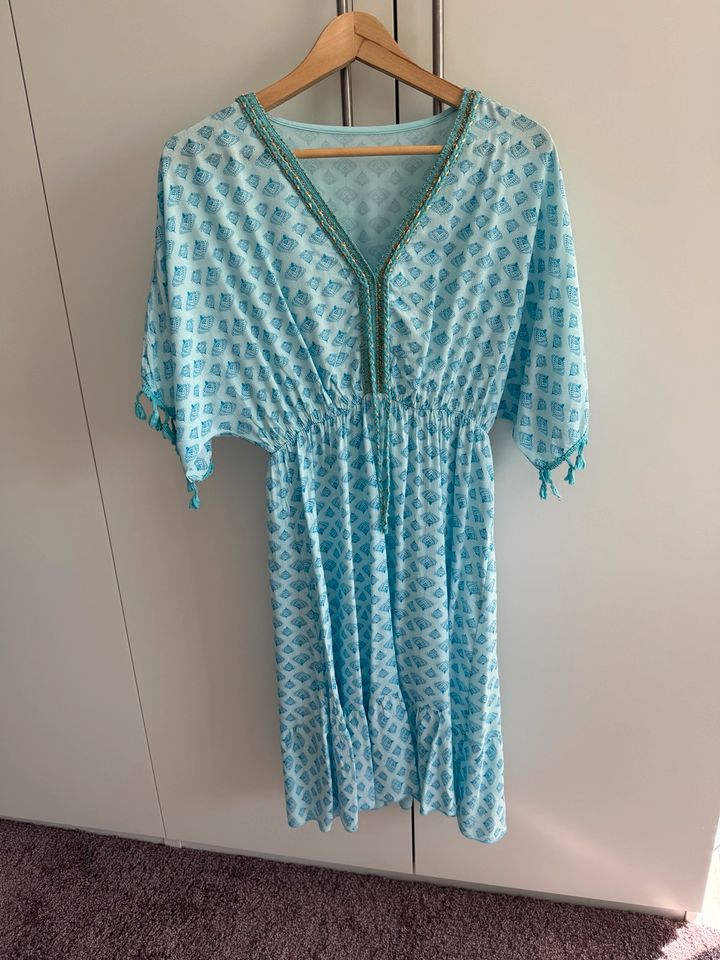 Sommerkleid Italien Tunika Türkis Strand Kleid Einheitsgröße in Groß-Gerau