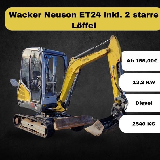 Wacker Neuson Minibagger 2,5t zu Vermieten in Dautphetal