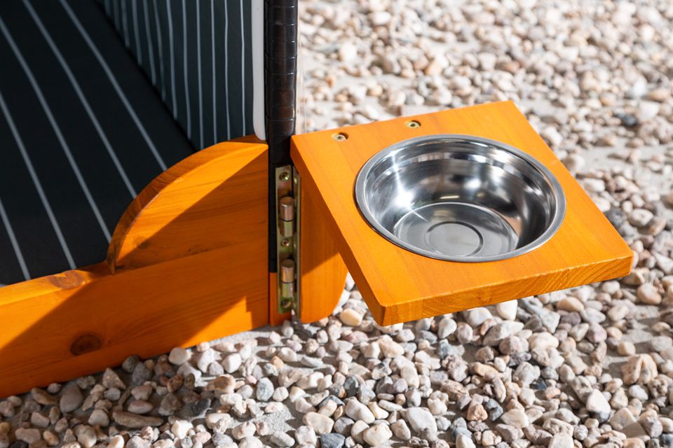 ⚡ !Aktionspreis! ⚡ Wetterfester Hundestrandkorb OSTSEE 78cm blau inkl. Futternapf und Abdeckhaube Hundehütte Hundehaus Hundekorb Katzenkorb Katze Haustier Garten Terrasse Strandkorb Riess-Ambiente in Halstenbek