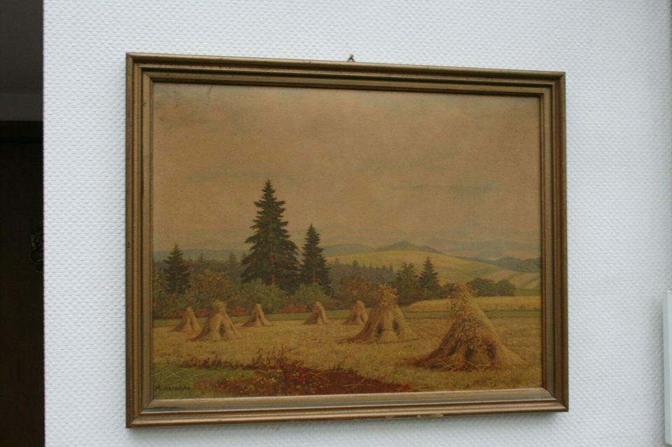 altes Gemälde M. Henschke Landschaft im Rahmen signiert in Bergisch Gladbach