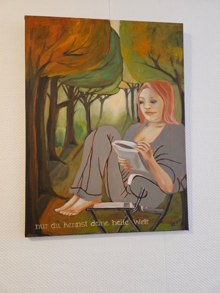 Gemälde lesende Frau von Dagmar Unnewehr Acryl/Leinwand 80x60cm in Rheda-Wiedenbrück