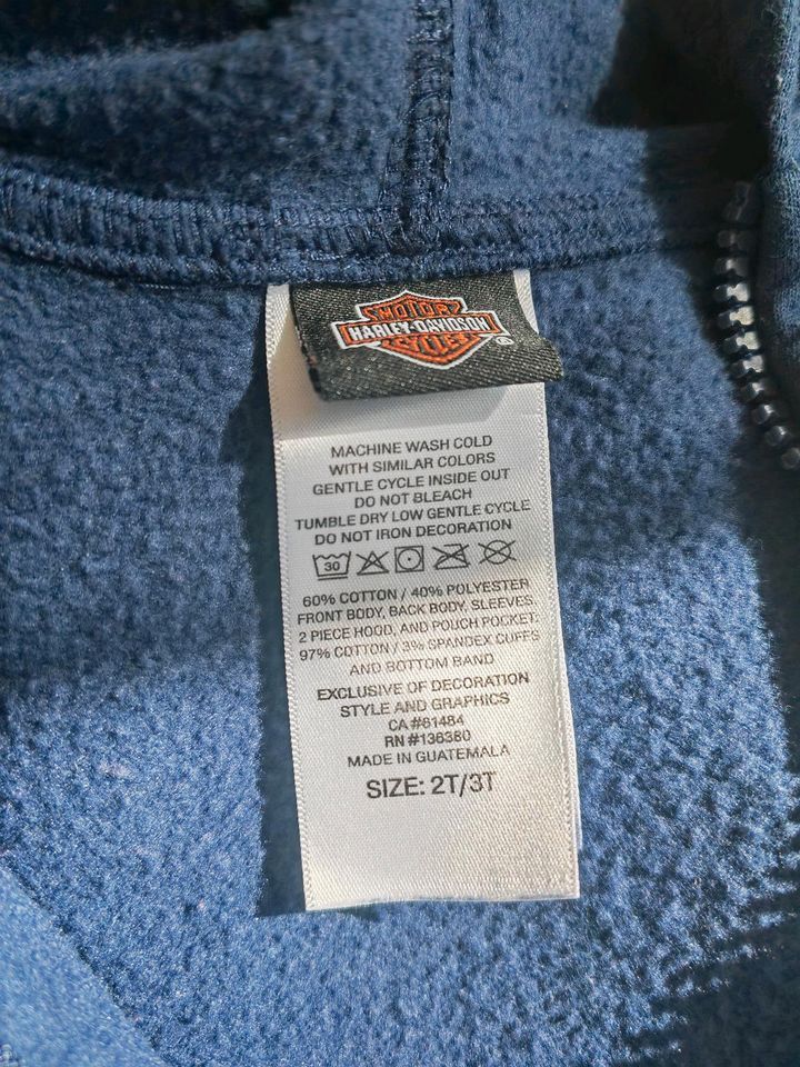 Harley Davidson Hoodie navy Kinder 2 3 Jahre Zip Kapuzenpulli in Rodgau