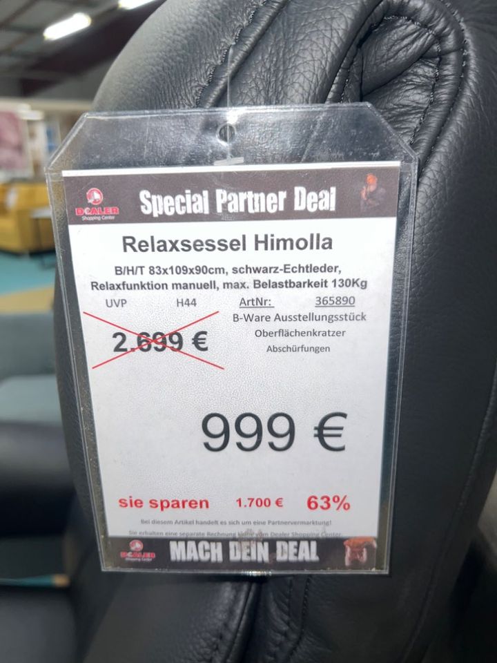 Relaxsessel Himolla schwarz / Sessel statt 2.699€ in Zeitz