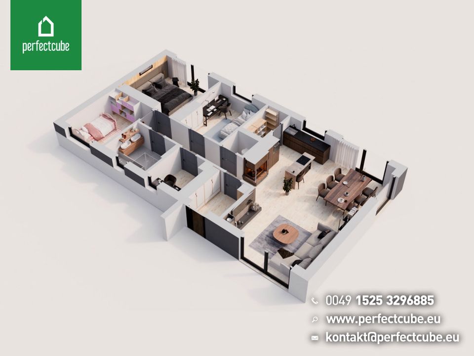 Modulhaus PC 10.1 von Perfect Cube Innenfläche 97m² Neubauprojekt in Freiburg im Breisgau
