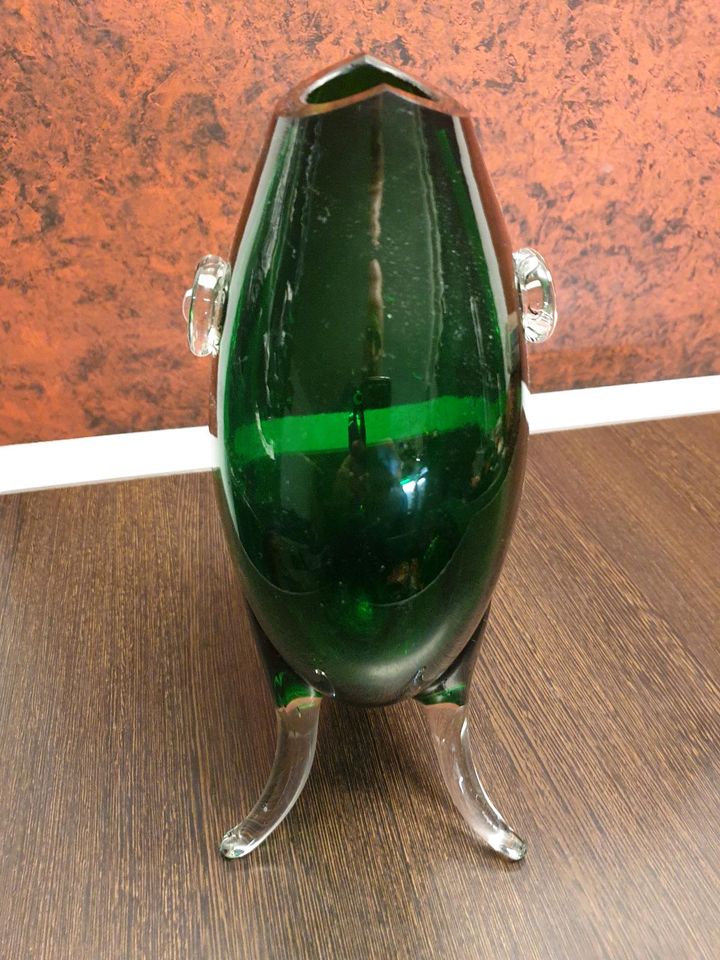 60er 70er vintage Glas Vase grüner Fisch Murano? in Wuppertal