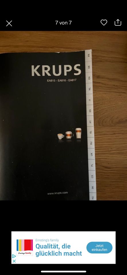 Krups kaffeevollautomat schwarz - Modell EA 815 inkl. Zubehör in Leverkusen