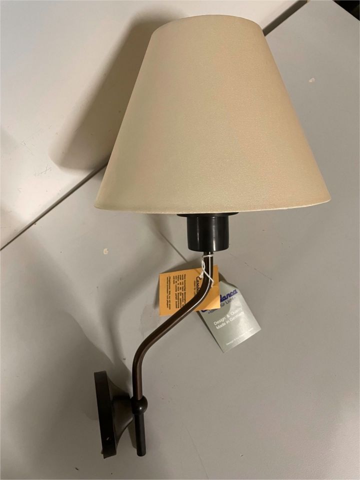 Wandlampe Wandleuchte Messing/ANTIK Braun mit Stoff Schirm neu in Dreieich