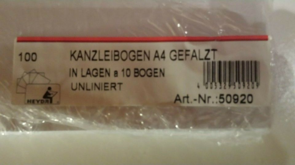 100 Kanzleibogen Kanzleibögen unliniert DIN A3  A4 gefalzt Heyda in Griesheim