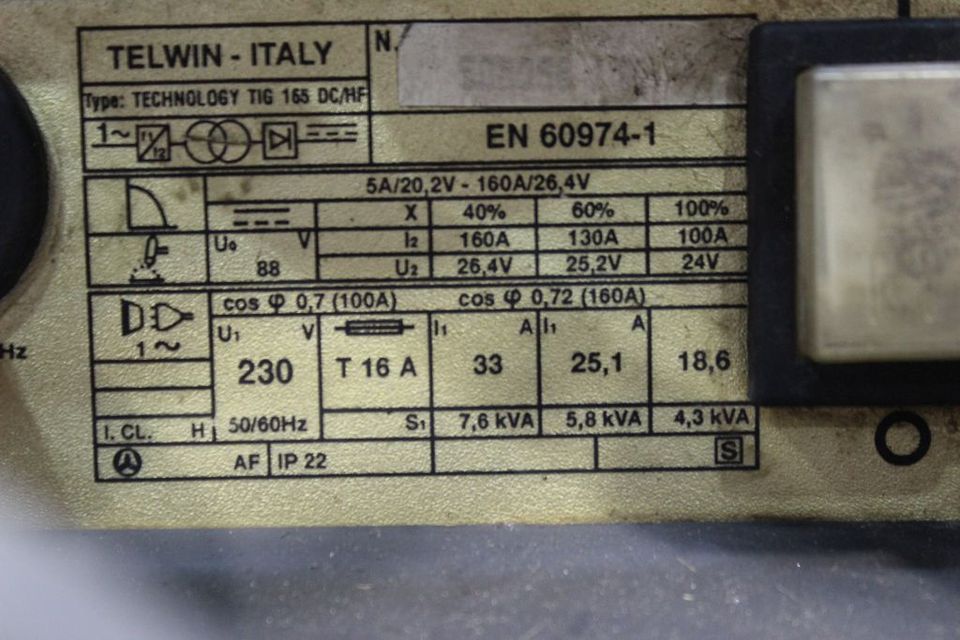 Telwin Tig165 DC/HF Wig Elektroden Schweißgerät Wig Brenner 42284 in Dinslaken