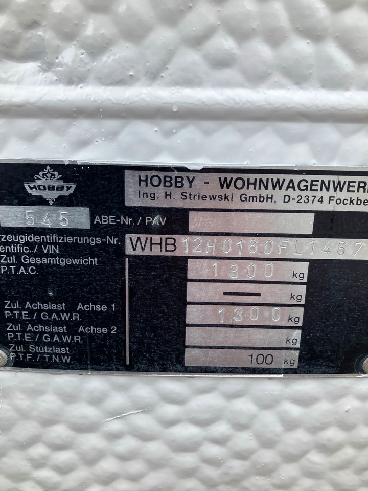Hobby Wohnwagen 545 in Rehburg