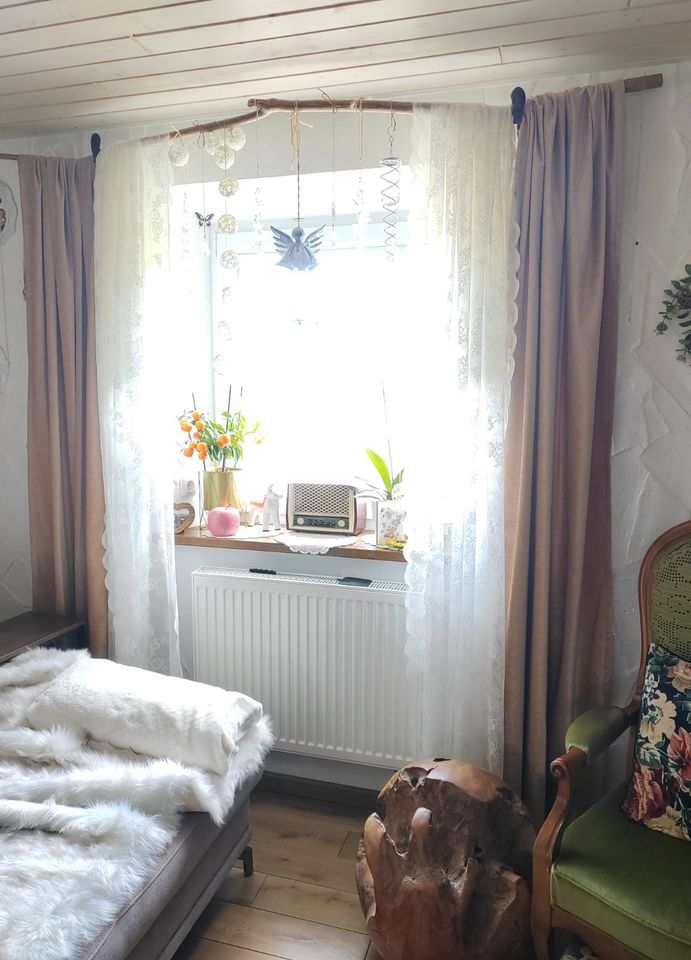 Gardine braun Wohnzimmer Vorhang Hochwertiger Stoff lang 260 cm in Weidenberg