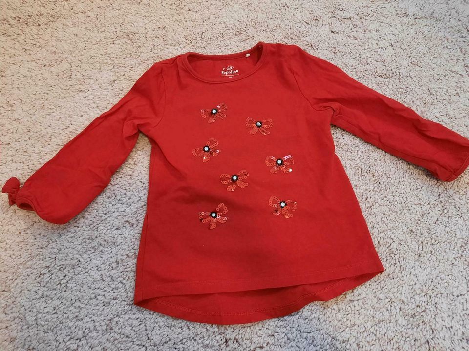 NEU Shirt Glitzer Schleifen rot Mädchen Gr98 in Chorin