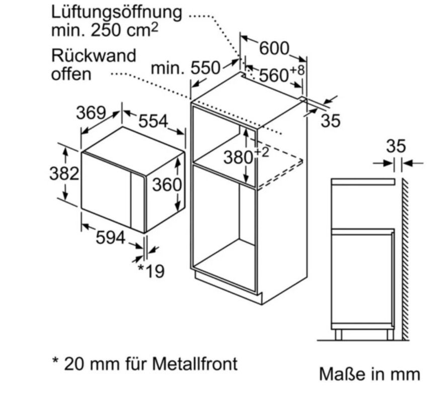 Mikrowelle Einbau Siemens BE555LMS0 in Lohra