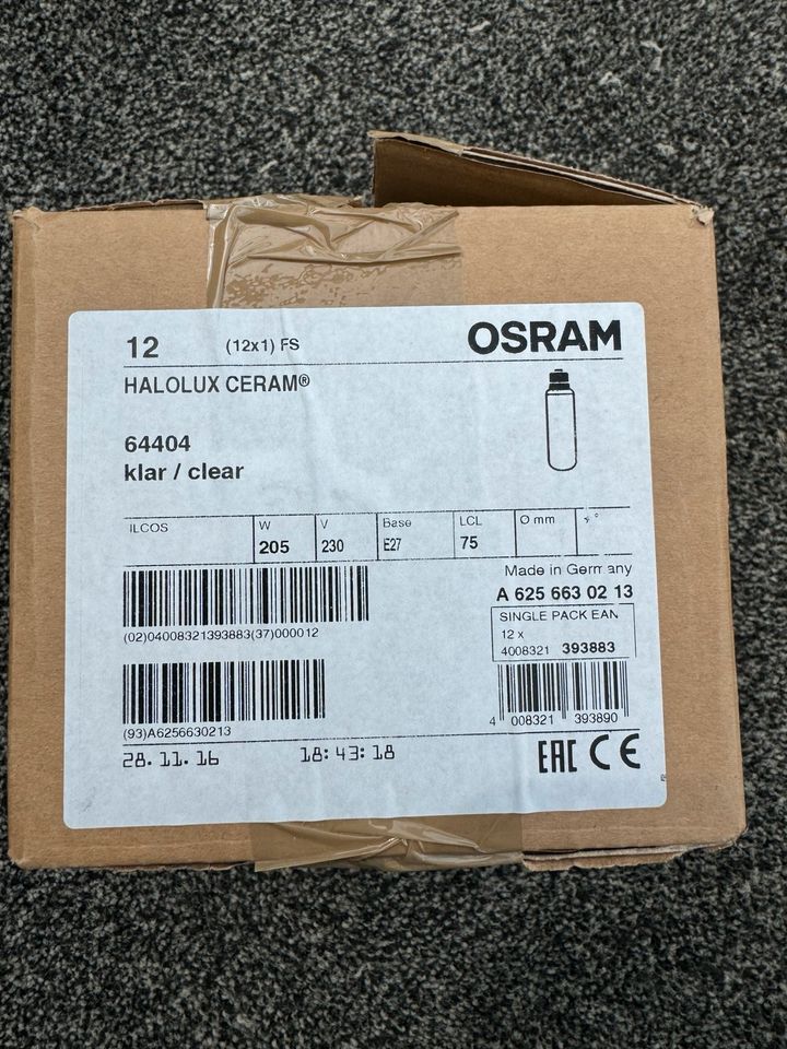 Verkaufte einen Karton Osram Halolux Ceram 205W E27 in Kerken