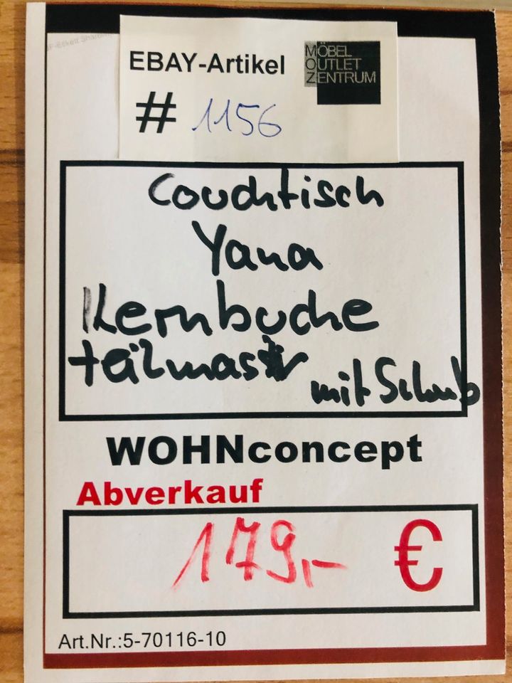 ABVERKAUF - Couchtisch mit Schub Kernbuche teilmassiv (#1156) in Altdorf