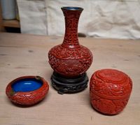 Rotlack Vase, Aschenbecher und Dose aus China Niedersachsen - Burgwedel Vorschau