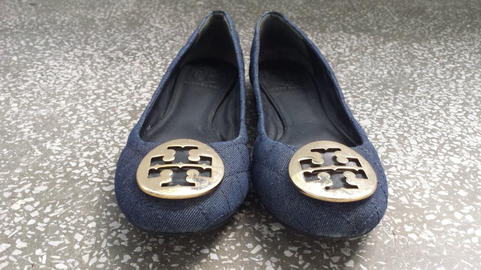 Tory Burch Reva Quinn Quilted Ballerina Flat Denim Gr. 8M in Marklohe