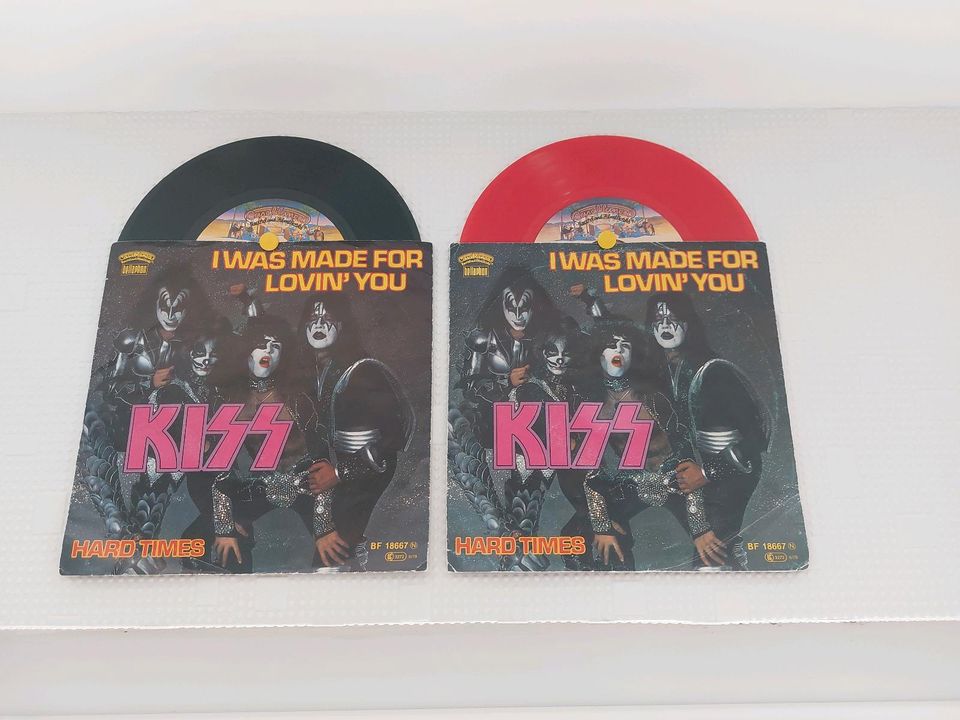 KISS - 7" Vinyl 2 Single WAS MADE FOR LOVIN YOU rot schwarz Hard in Limburgerhof