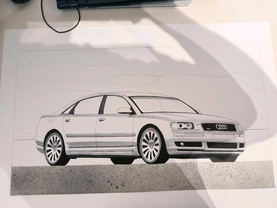 Audi A8 D3 quattro selbstgemaltes Bild Unikat in Friesoythe