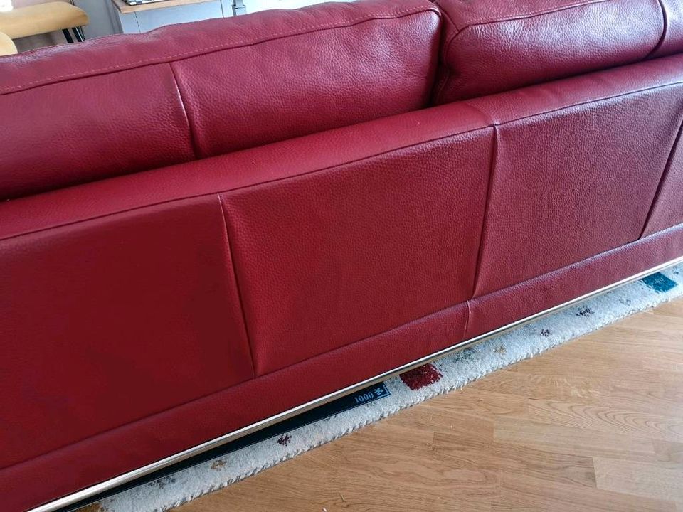 Ikea Arild 3er Sofa rot Leder 200cm in München