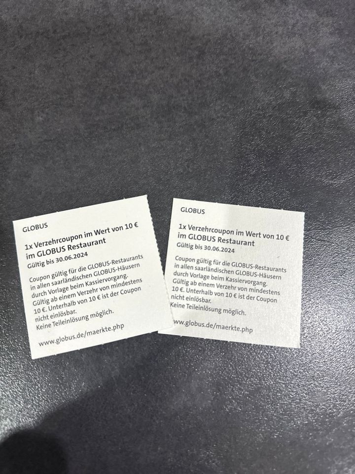 Globus verzehrcoupon im Wert von 10€ Gutschein in Saarbrücken