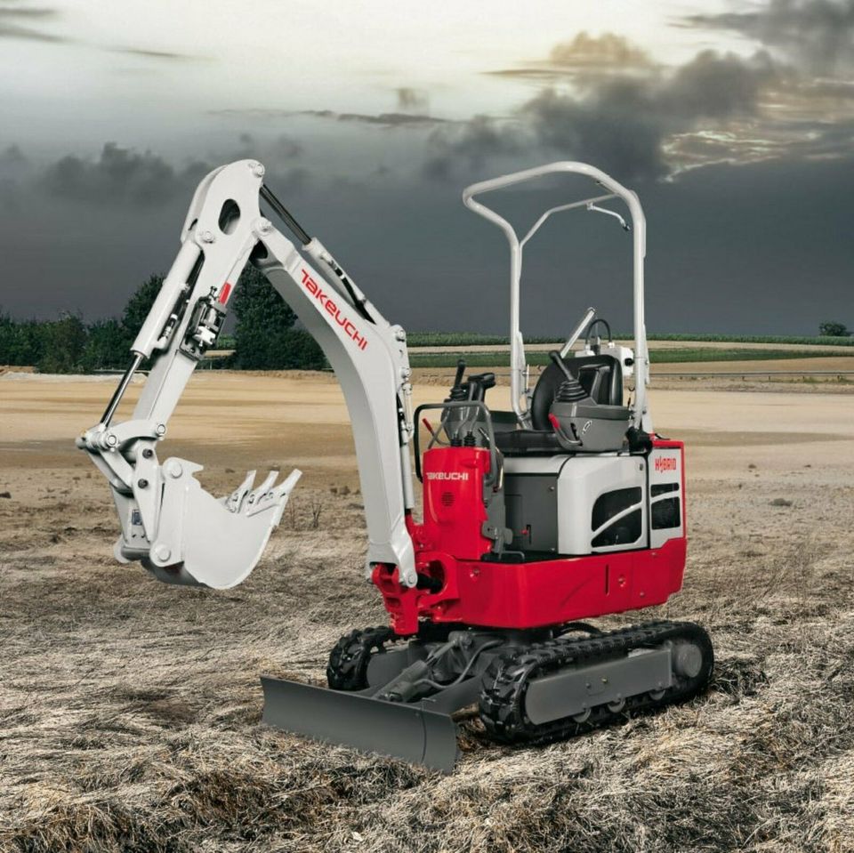 TAKEUCHI TB 210 Minibagger Hybrid bis 1,3 t mit Tieflöffel mieten in Dresden