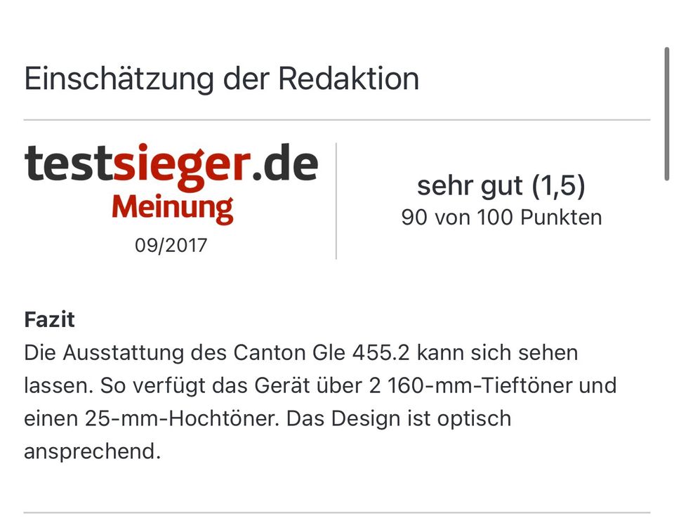 CANTON GLE 455.2 Center - Box Mittelkanal - Lautsprecher schwarz in Leichlingen