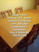 Buchentisch mit 6 Stühle Neuwertig L./B./H./1,80mX90cmX77cm Bayern - Burtenbach Vorschau