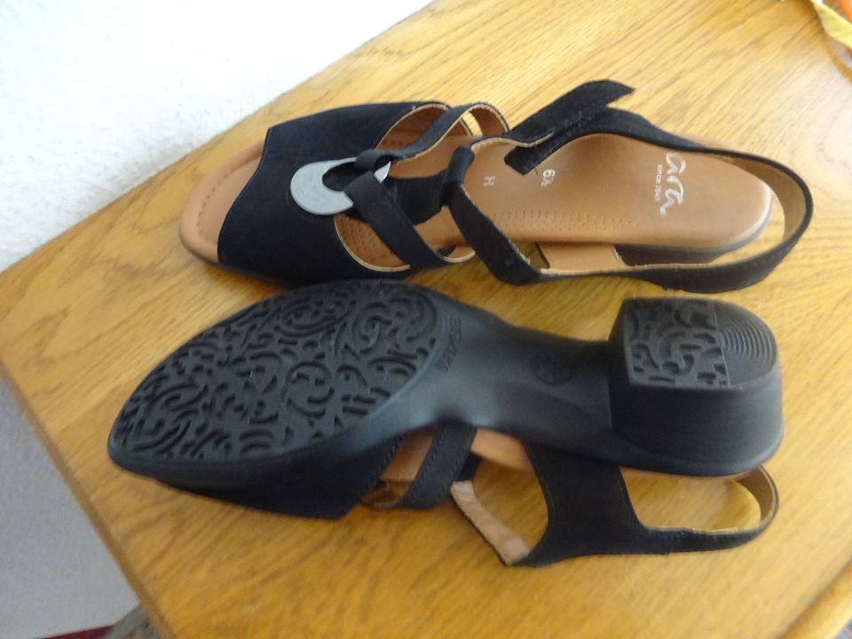 Ara Damen Sandalen Sandaletten schwarz Leder Weite H Gr.6,5 o 40 in Trochtelfingen