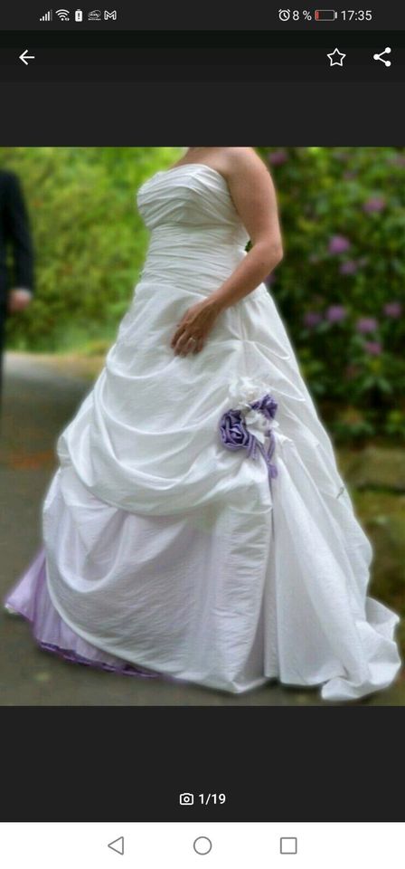 Hochzeitskleid, Brautkleid weiß, lila, flieder Gr 48 Magic Bride in Radeberg