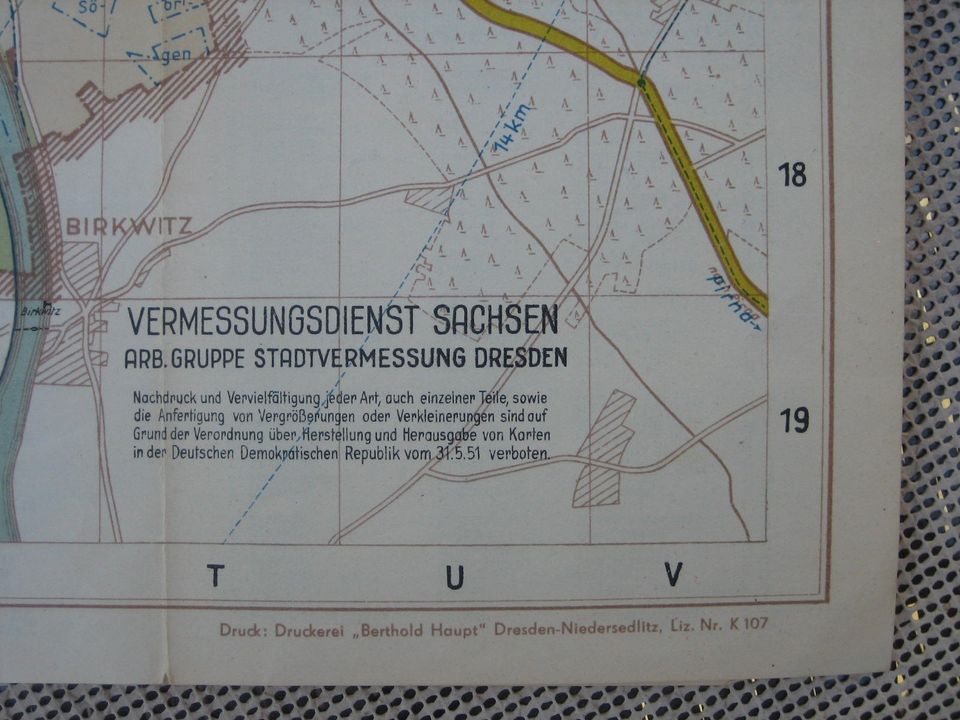 Uralter Stadtplan von Dresden - 1954, Vermessungsdienst Sachsen in Berlin