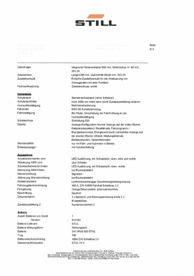 Still RX 50-15 E-Stapler Dreirad Gabelstapler Top Zustand 2019 in Seevetal
