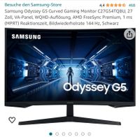 Samsung Odyssey G5 Curved Gaming Monitor C27G54TQBU Niedersachsen - Rohrsen Vorschau