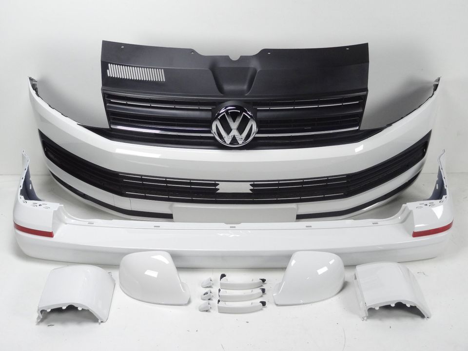 VW Bus T6 Stoßstange Grill Türgriffe Spiegel Frontstoßstange Weiß