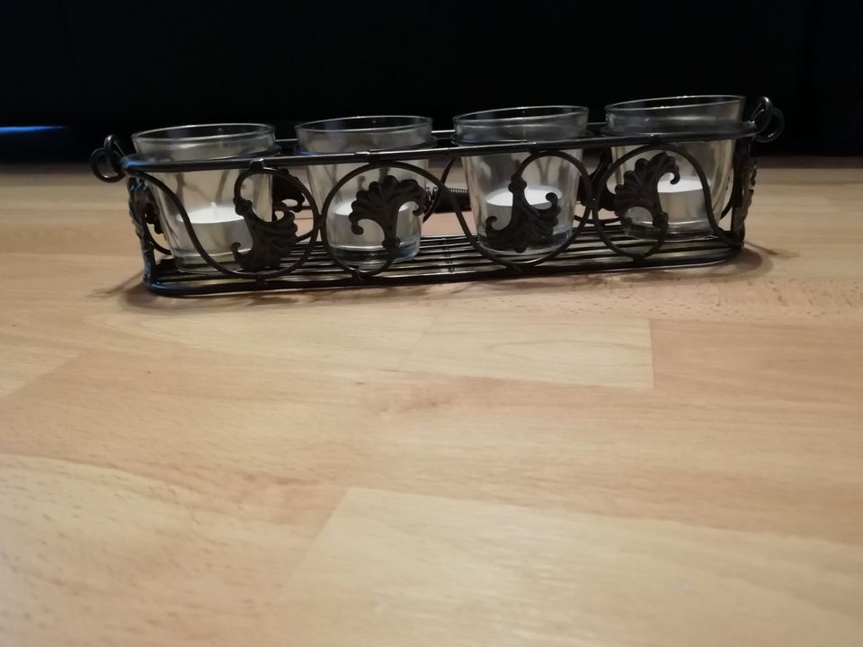 Teelichthalter,4 Gläser,Metall,Glas,Dekoration in Saarlouis