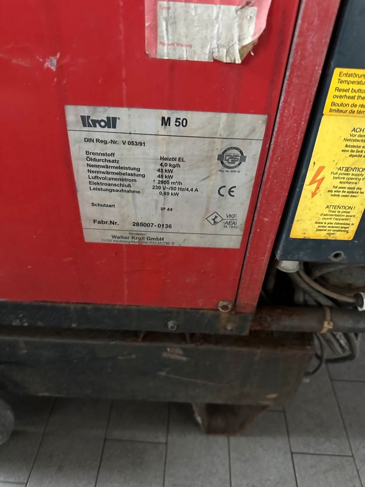 Kroll Werkstattheizung Diesel/HeizölheizungThermostat Zelt