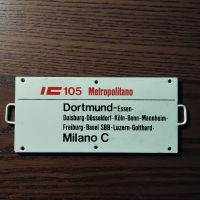 Zuglaufschild "IC 105 Metropolitano Dortmund-Milano C" Nordrhein-Westfalen - Paderborn Vorschau