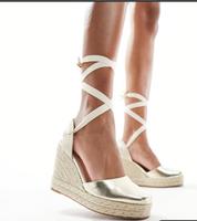 Espadrilles Gold Plateau Schuh zum binden Nordrhein-Westfalen - Moers Vorschau