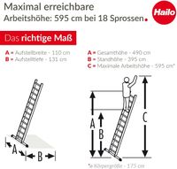 Hailo 6001 Leiter Anlegeleiter Schiebeleiter XXL in Top-Qualität Nordrhein-Westfalen - Hückelhoven Vorschau